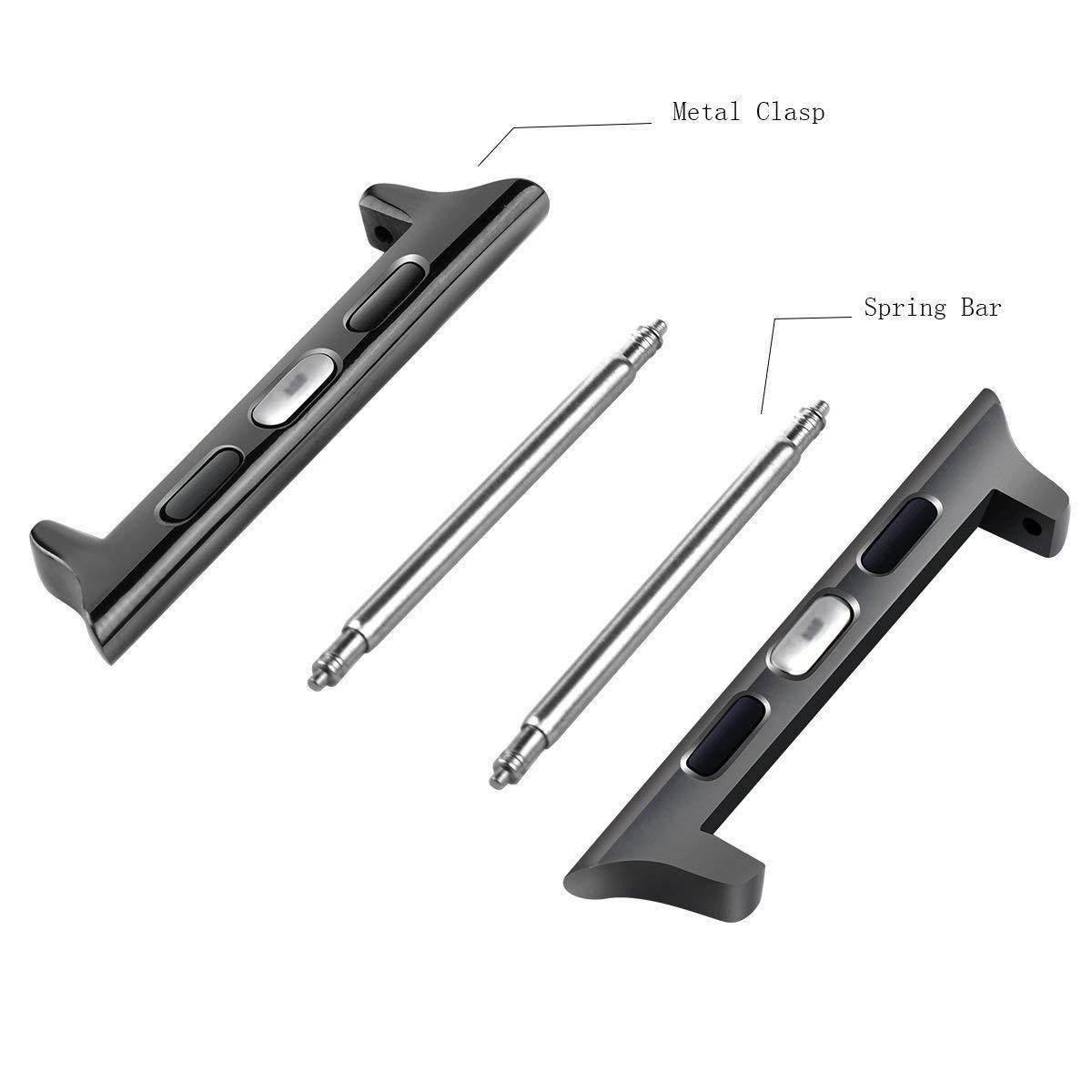 Wearlizer Grey Adapters Compatible Apple Watch 42mm 44mm Stainless Steel Connectors Clasp Compatible iWatch Series 4 Series 3 Series 3 Series 1 (Easy to Install No Screw or Screwdriver)