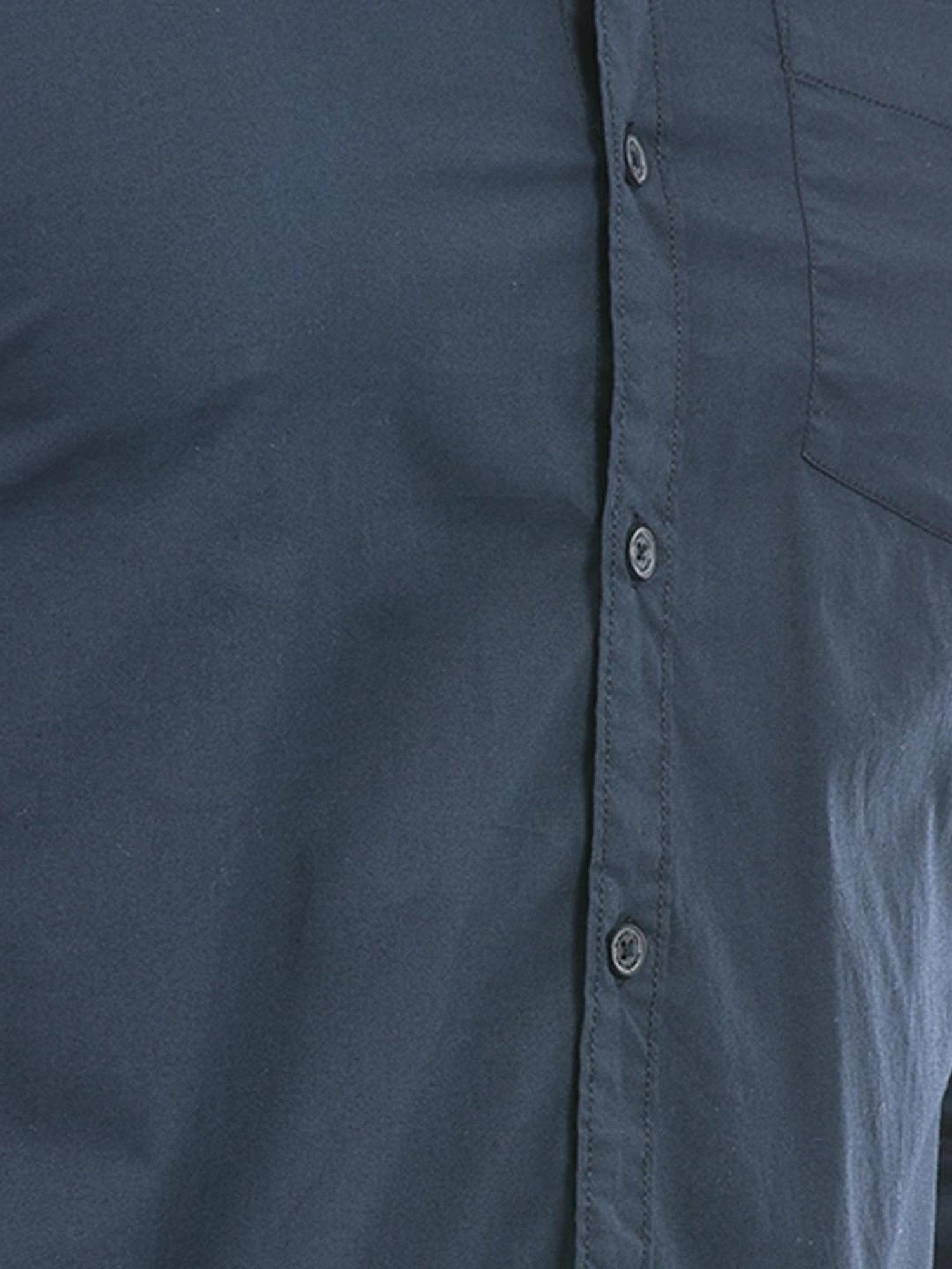 Numero Uno Navy Cotton Slim Fit Shirt