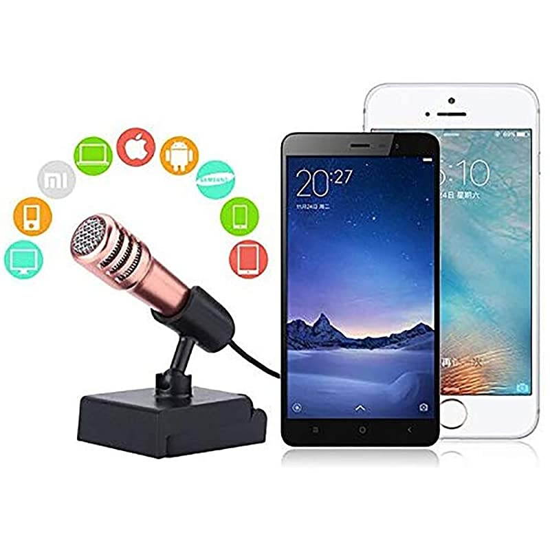 Mini Microphone Portable Vocal/Instrument Microphone for Mobile Phone Laptop Notebook Apple iPhone Samsung Android with Holder Clip (Pink)