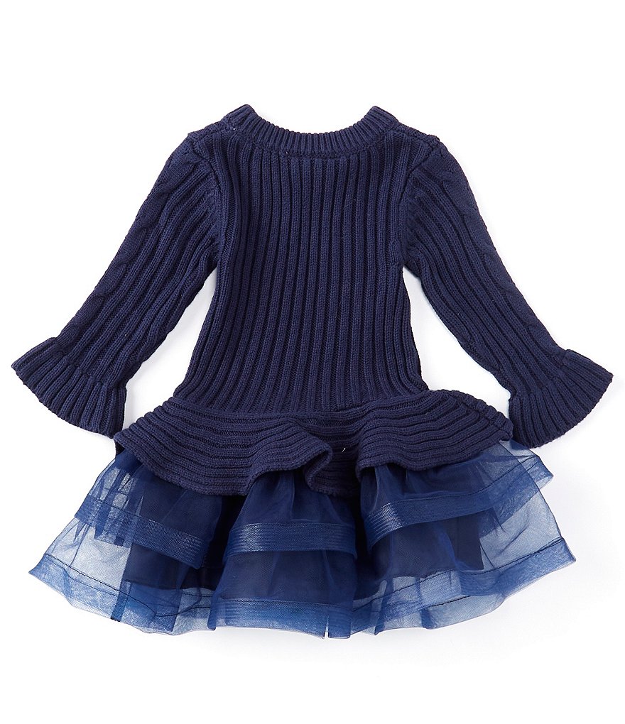 Bonnie Jean Baby Girls 12-24 Months Bell-Sleeve Cable-Knit Sweater/Mesh Tutu Dress