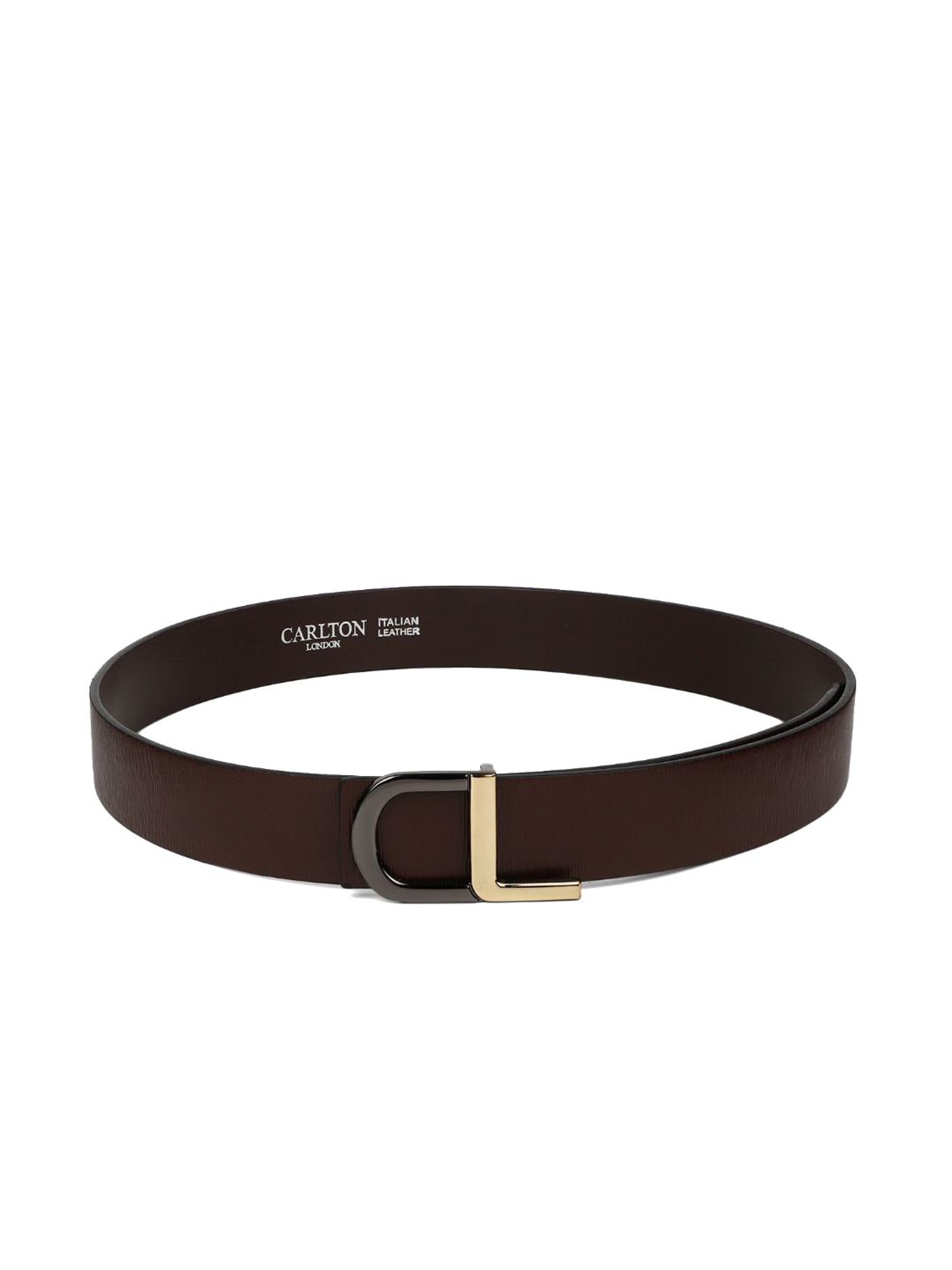 Carlton London Brown Leather Textured Formal Belt for Men