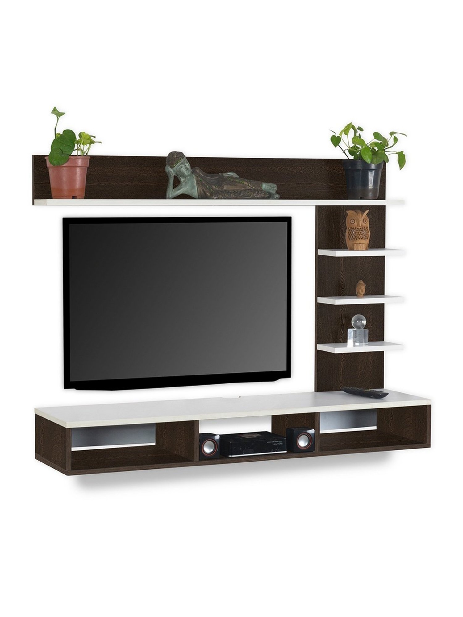 Delite Kom Flex Flowery Wenge & Acacia Dark Engineered Wood TV Entertainment Unit