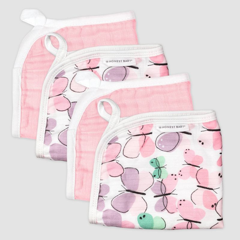 Honest Baby Girls' 4pk Organic Cotton Flutter Washcloth