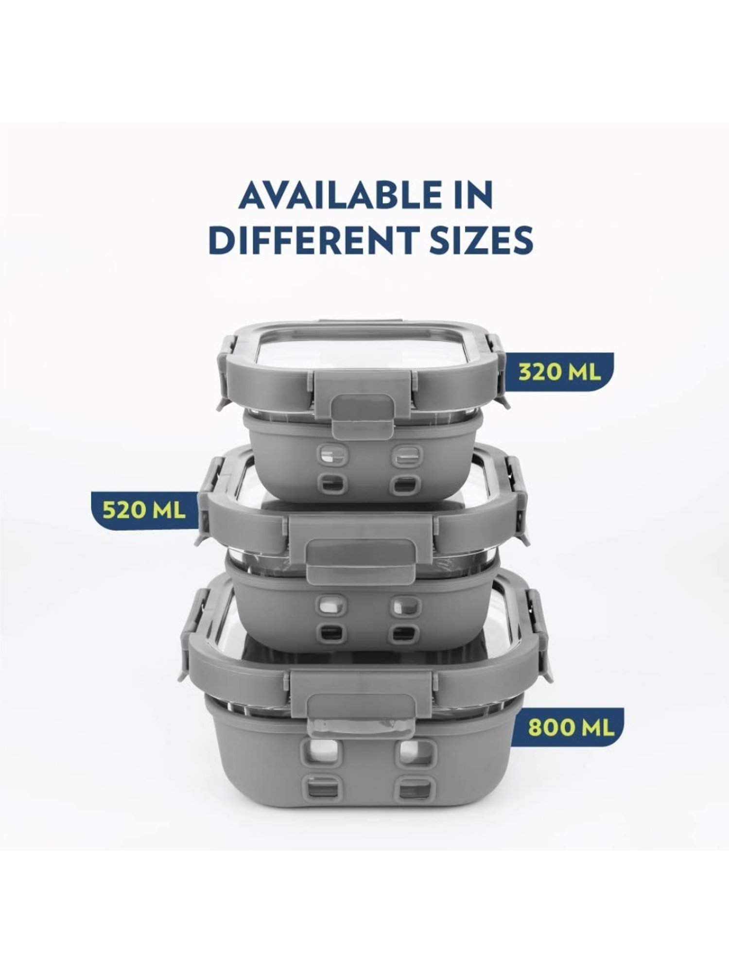 Borosil Transparent Glass Containers (320 ml)