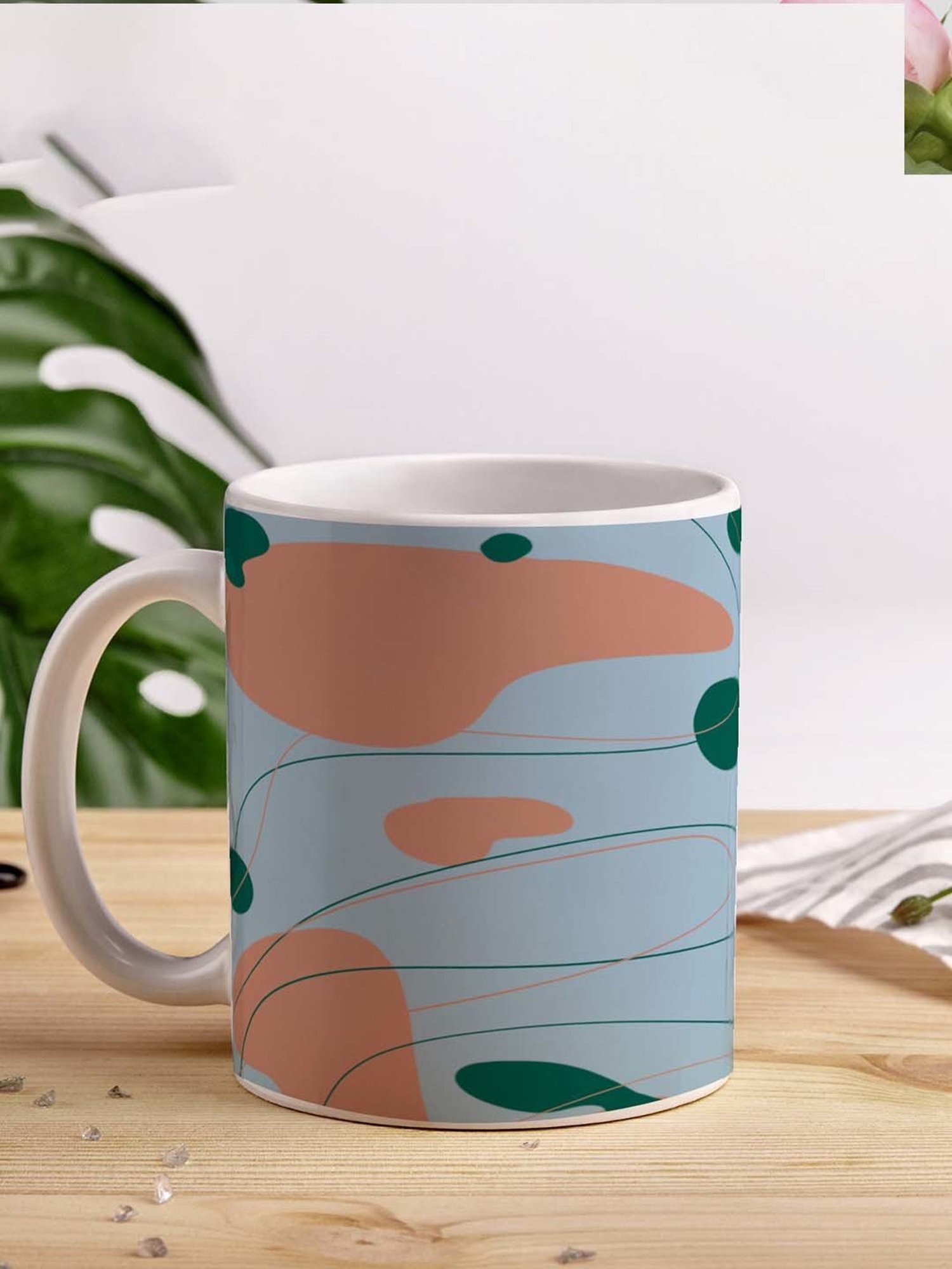 Nestroots White & Blue Stoneware Weave Whispers Coffee Mug (0.325 L)