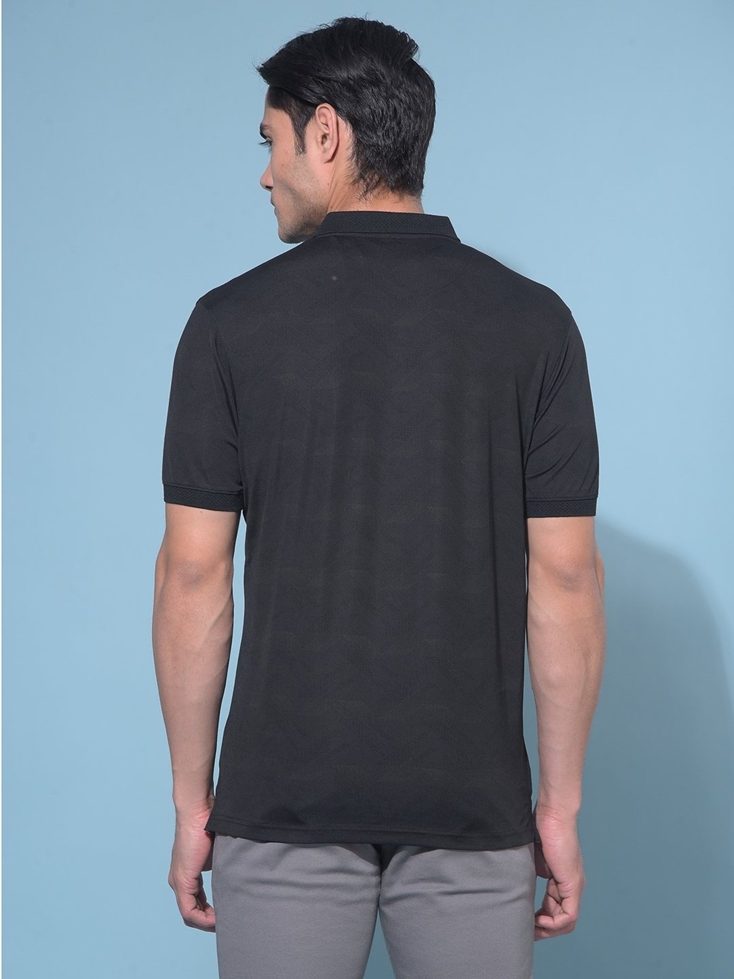 Crimsoune Club Black Slim Fit Printed Polo T-Shirt