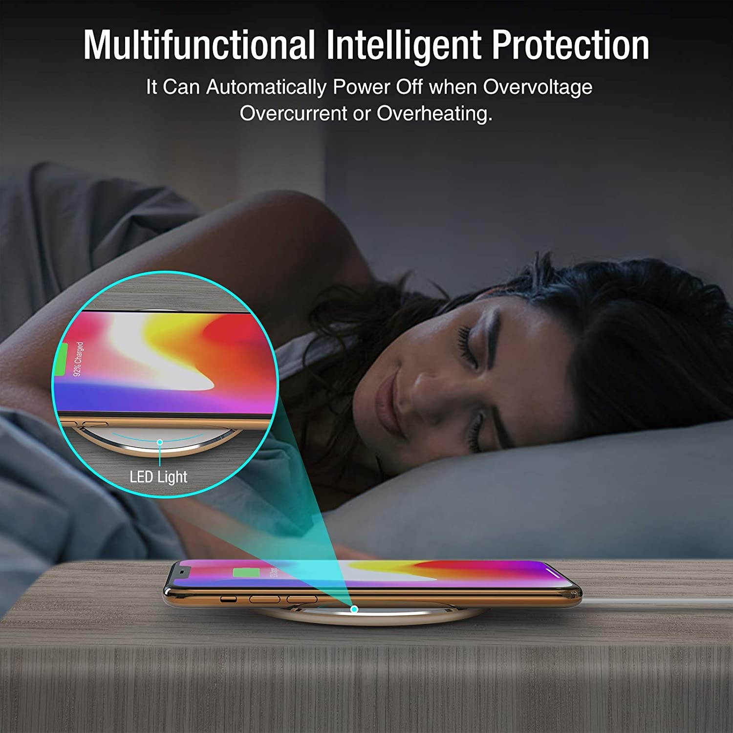 TOZO W1 Wireless Charger Thin Aviation Aluminum Computer Numerical Control Technology Fast Charging Pad Gold (NO AC Adapter)