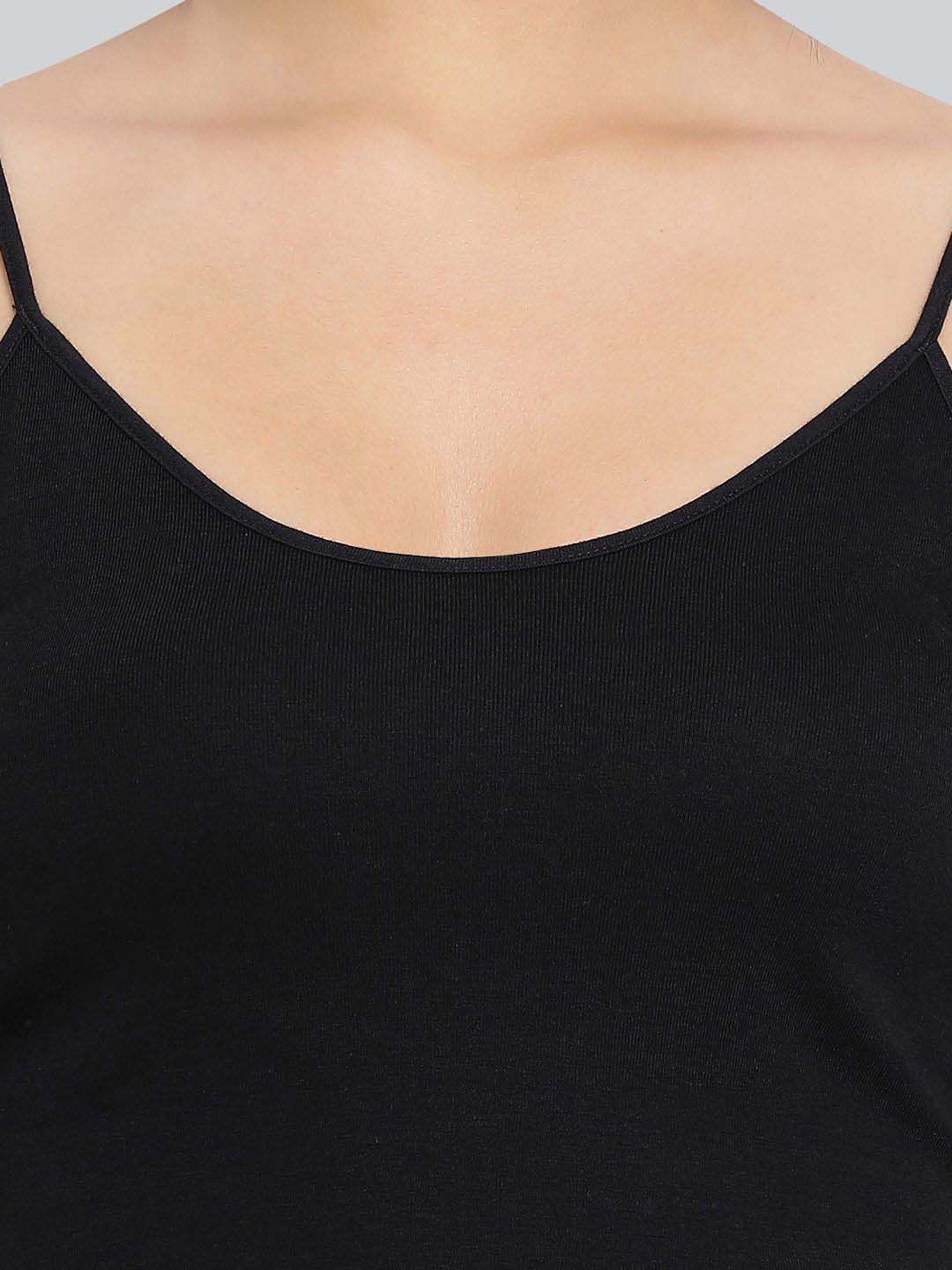 Lyra Black Cotton Plain Camisole