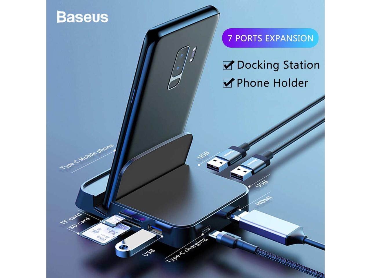Baseus 15W 7 in 1 Type C HUB Docking Station For Samsung S10 for Dex Pad Station USB To HDMI Dock Power Adapter