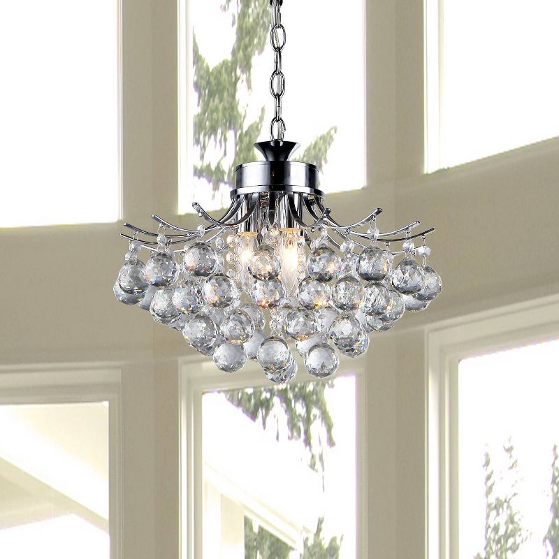 15" x 15" x 7" Roman Crystal 3 Light Chrome Chandelier Silver - Warehouse of Tiffany