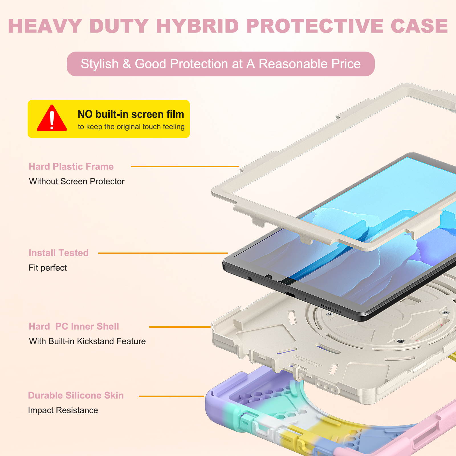 Galaxy Tab A7 Lite Case, Heavy Duty Rugged Shockproof Case with Adjustable Hand Strap, Carrying Shoulder Strap, Rotating Kickstand for Samsung galaxy Tab A7 Lite 8.7 inch 2021 Model SM-T220 SM-T225