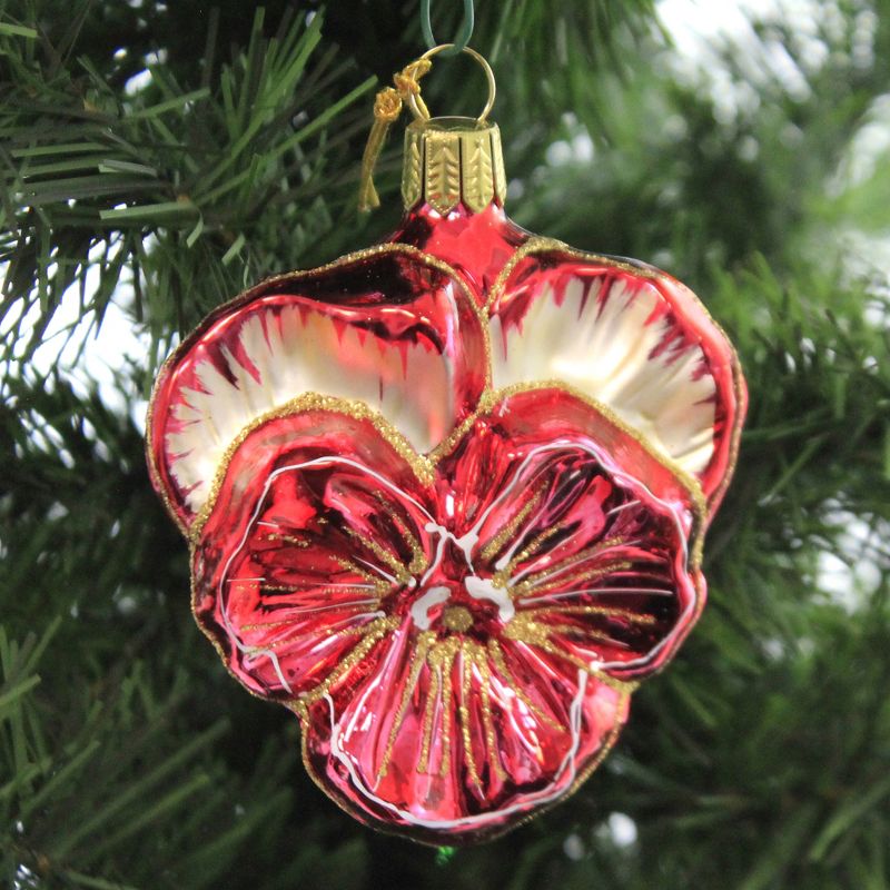 Holiday Ornaments 3.5" Pansy Pink Garden Flower  -  Tree Ornaments