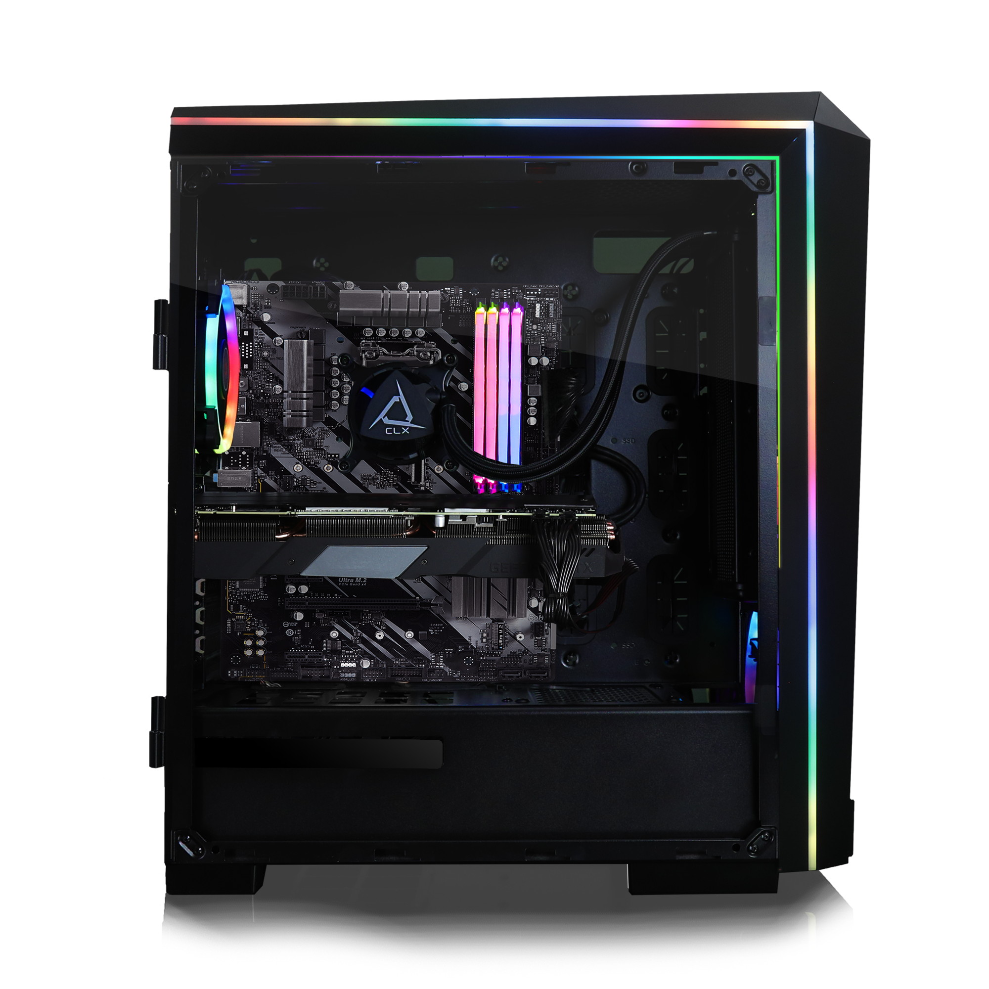 CLX SET - Liquid Cooled Intel Core i7 10700K 3.8Ghz 8-Core Processor, 64GB DDR4 Memory, GeForce RTX 3070 8GB GDDR6 Graphics, 1TB SSD, 6TB HDD, WiFi, Windows 10 Home 64-bit