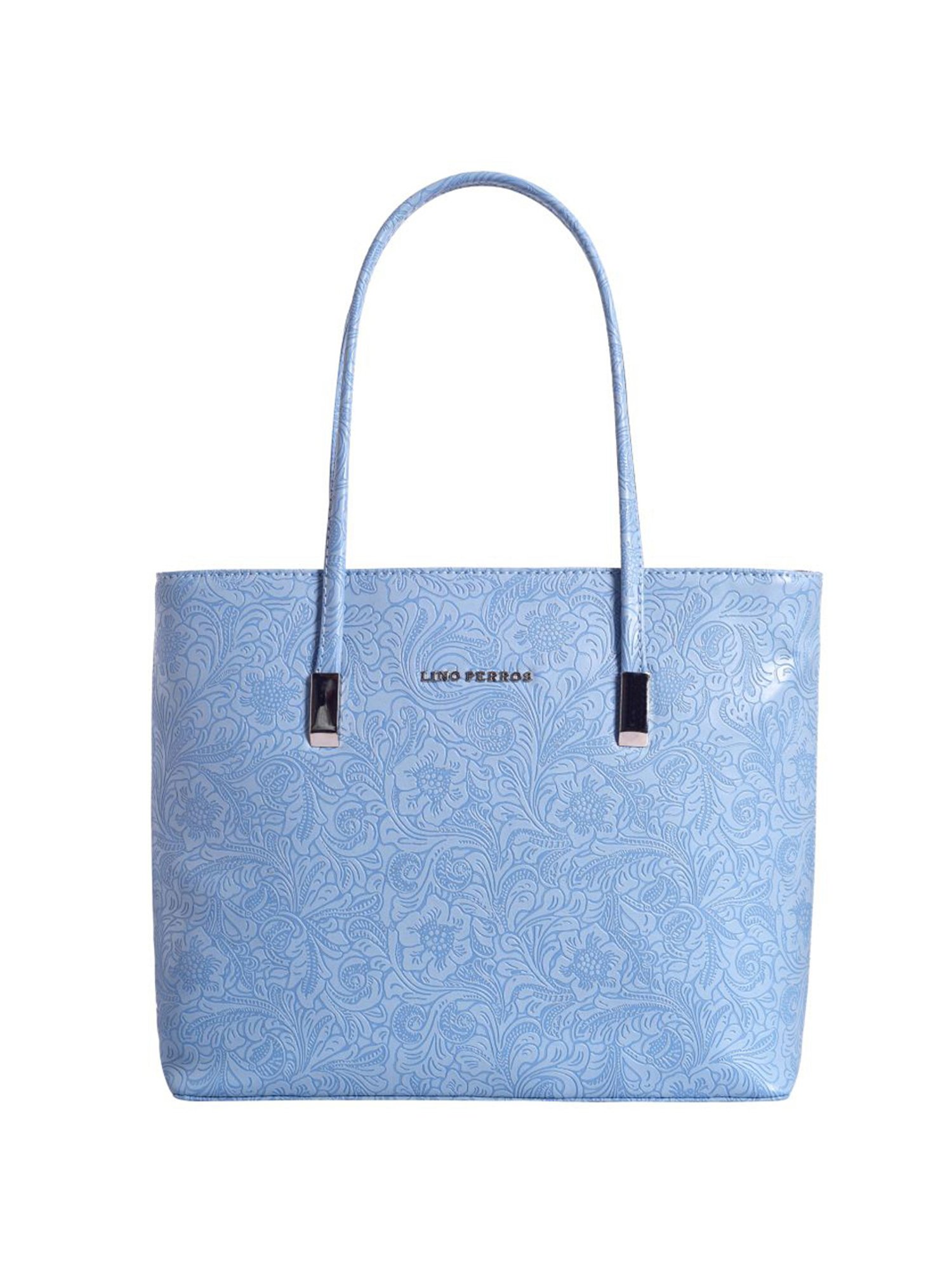 Lino Perros Blue Textured Medium Tote Handbag