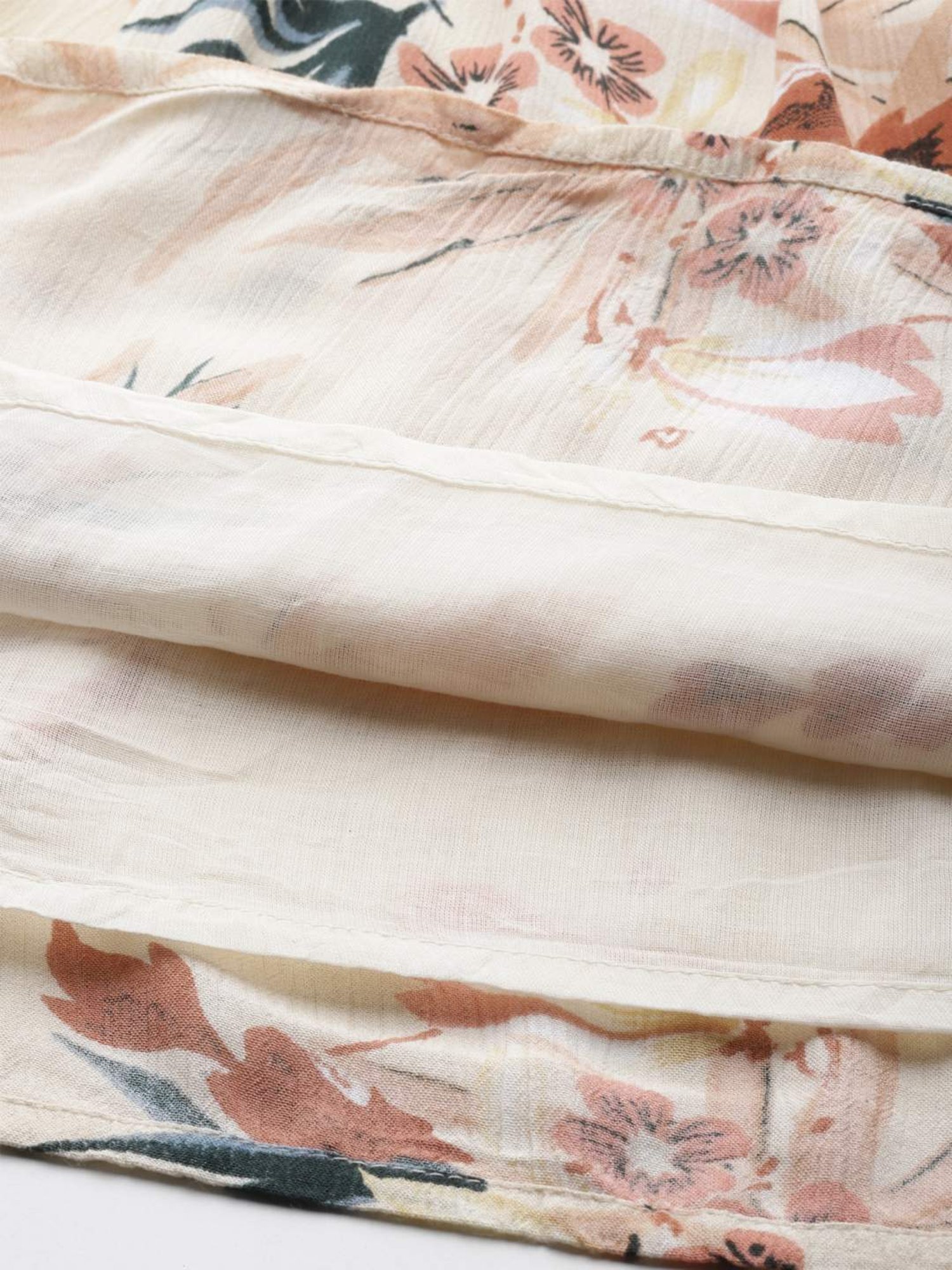 Indo Era Beige Cotton Printed A-Line Dress