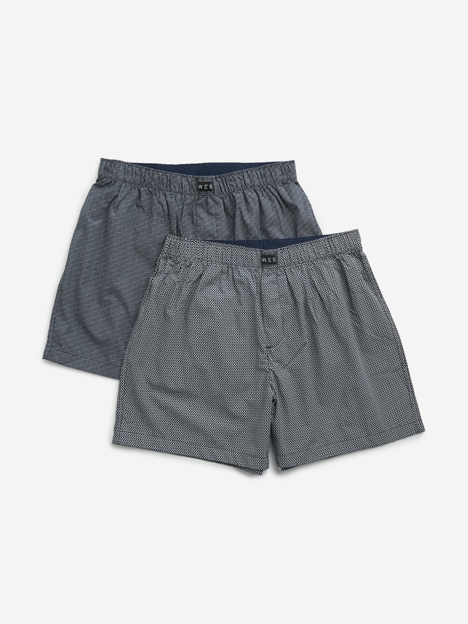 WES Lounge by Westside Navy Relaxed-Fit Cotton Boxers - Pack of 2