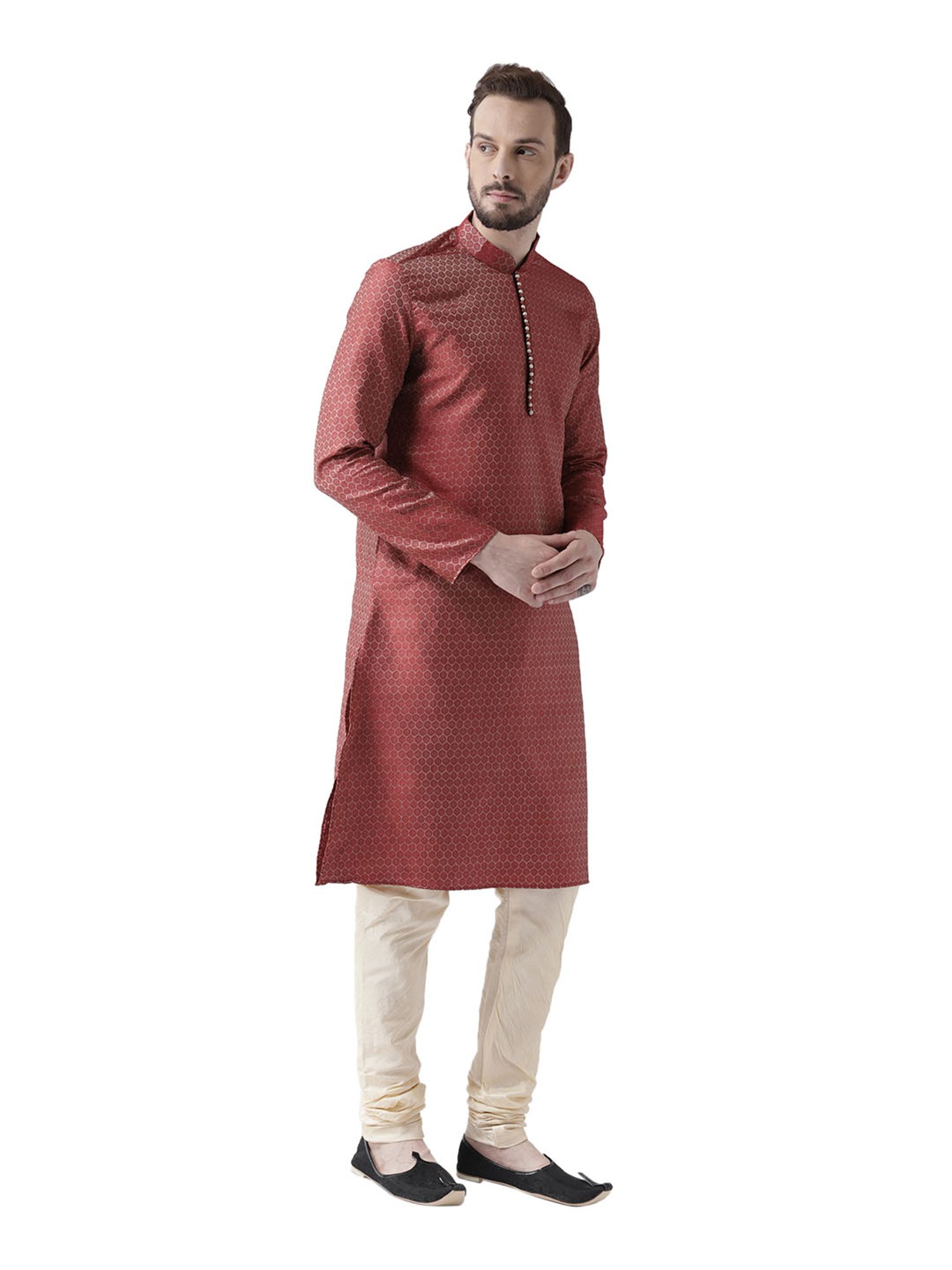 Deyann Maroon Mandarin Collar Kurta Set