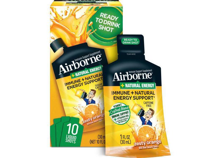 Airborne Plus Natural Energy Liquid Shot - Zesty Orange - 10ct