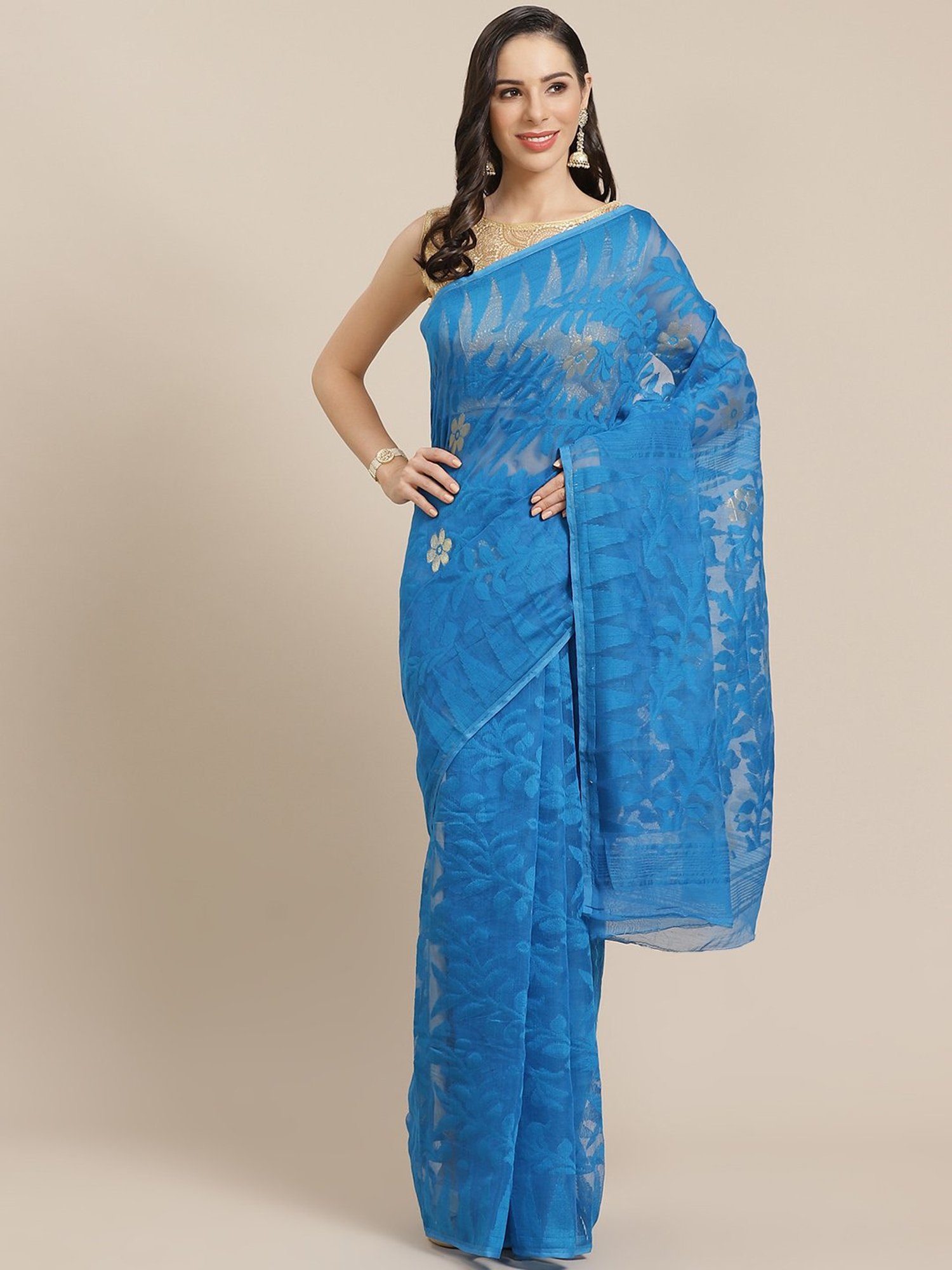 Kalakari India Blue Woven Saree