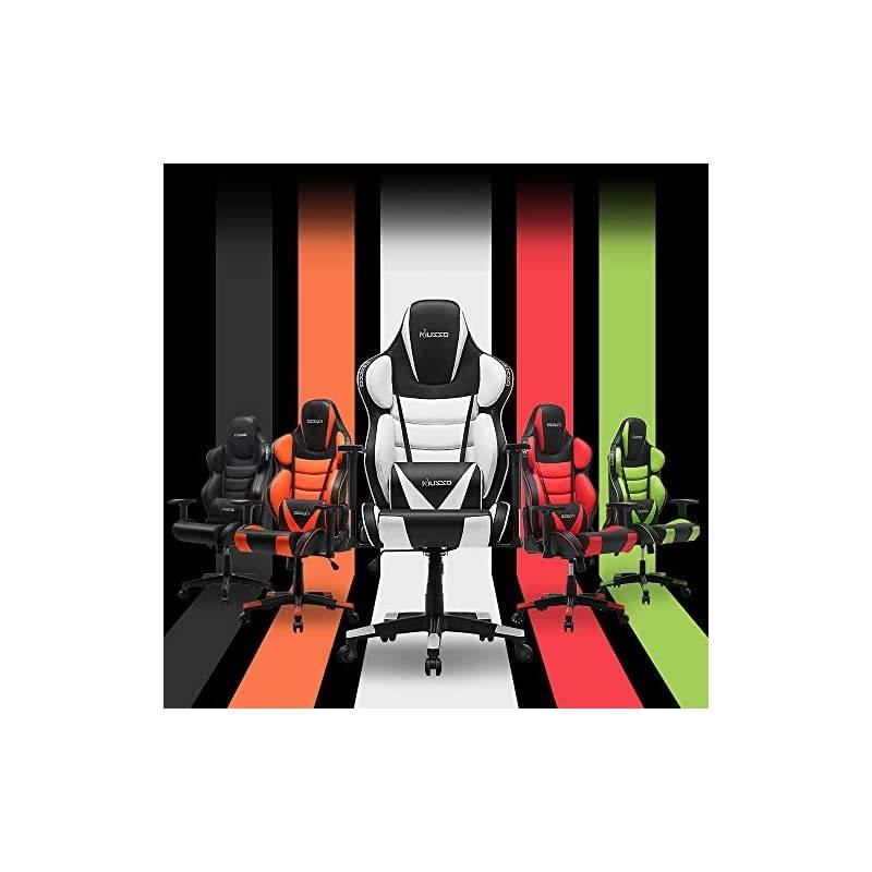 Contoured Gaming Chair Adults Racing Computer Gamer Chair with Fully Foam, Esports Video Game Chair, PU Leather Executive Office Chair with Lumbar Support (White)