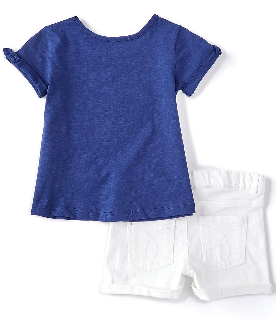 Calvin Klein Little Girls 2T-6X Short-Sleeve Heart-Graphic Tee & Shorts Set