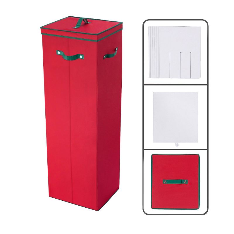 Elf Stor 40" Tall Wrapping Paper Storage Box with Lid Red