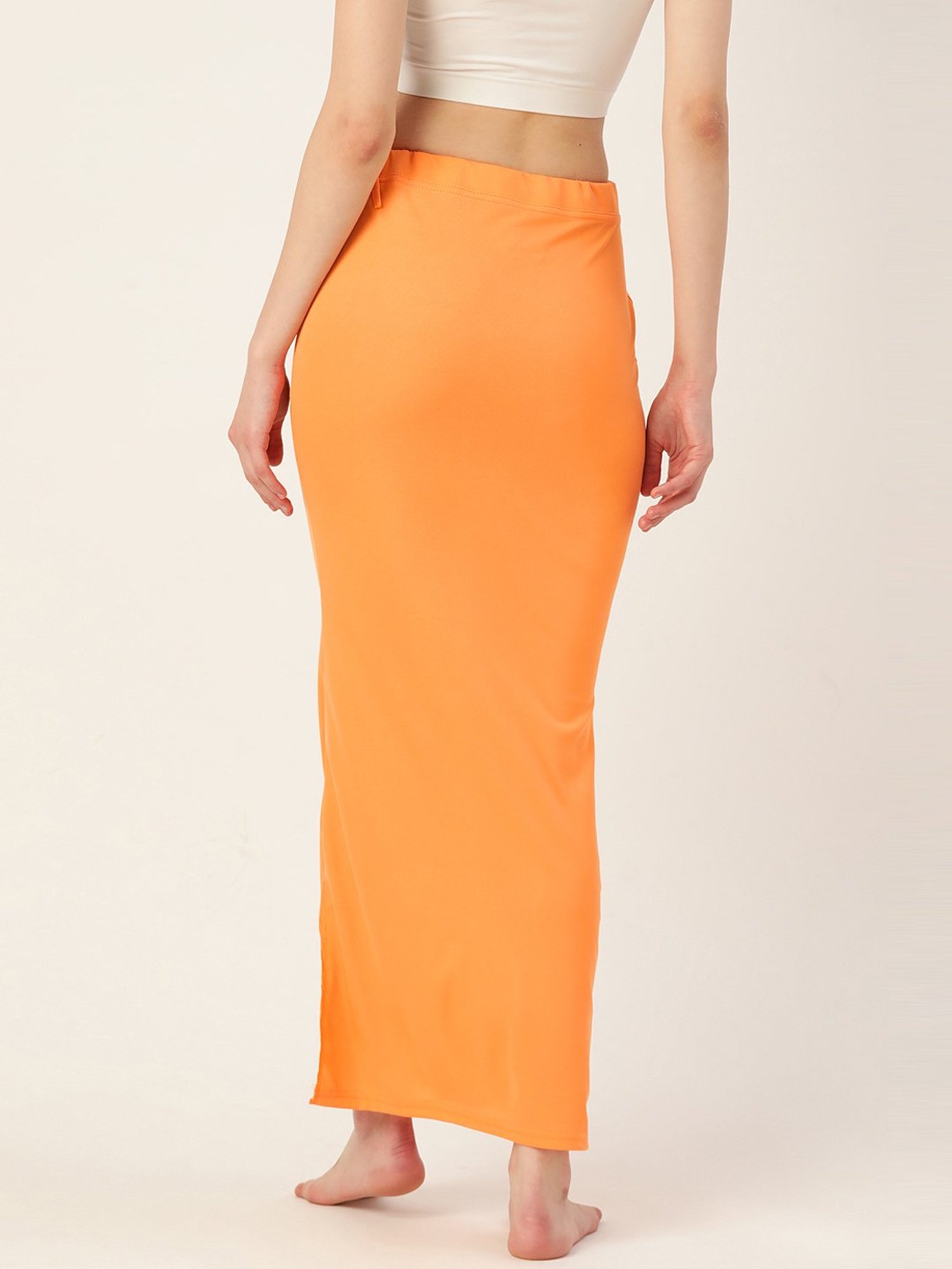 Ms.Lingies Yellow Plain Saree Shapewear