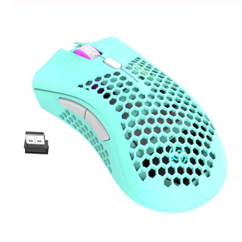 2.4GHz Wireless Mouse USB Rechargeable 1600DPI Adjustable Hollow Out Honeycomb RGB Optical Mouse Gamer Mice