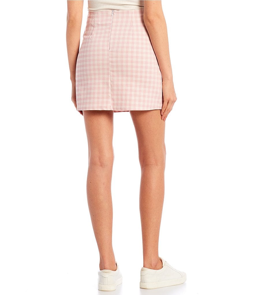 Originality Plaid High Rise Double Notch Front Mini Skirt