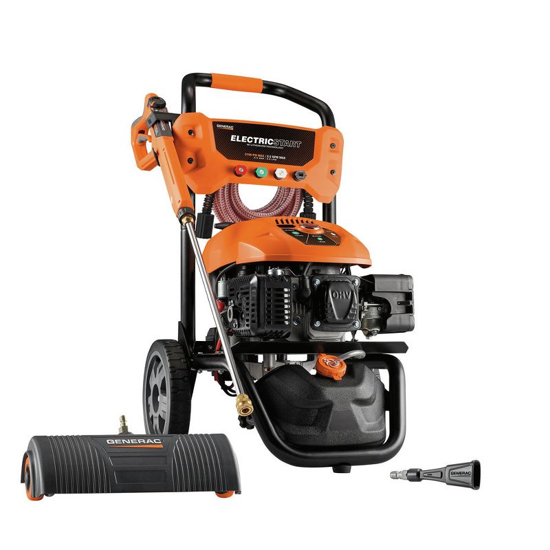 Generac 7143 3100 PSI/ 2.5 GPM Gas Pressure Washer Kit Li-Ion Electric Start with PowerDial Spray Gun, 30 ft. Ultra Flex Hose and 4 Nozzles