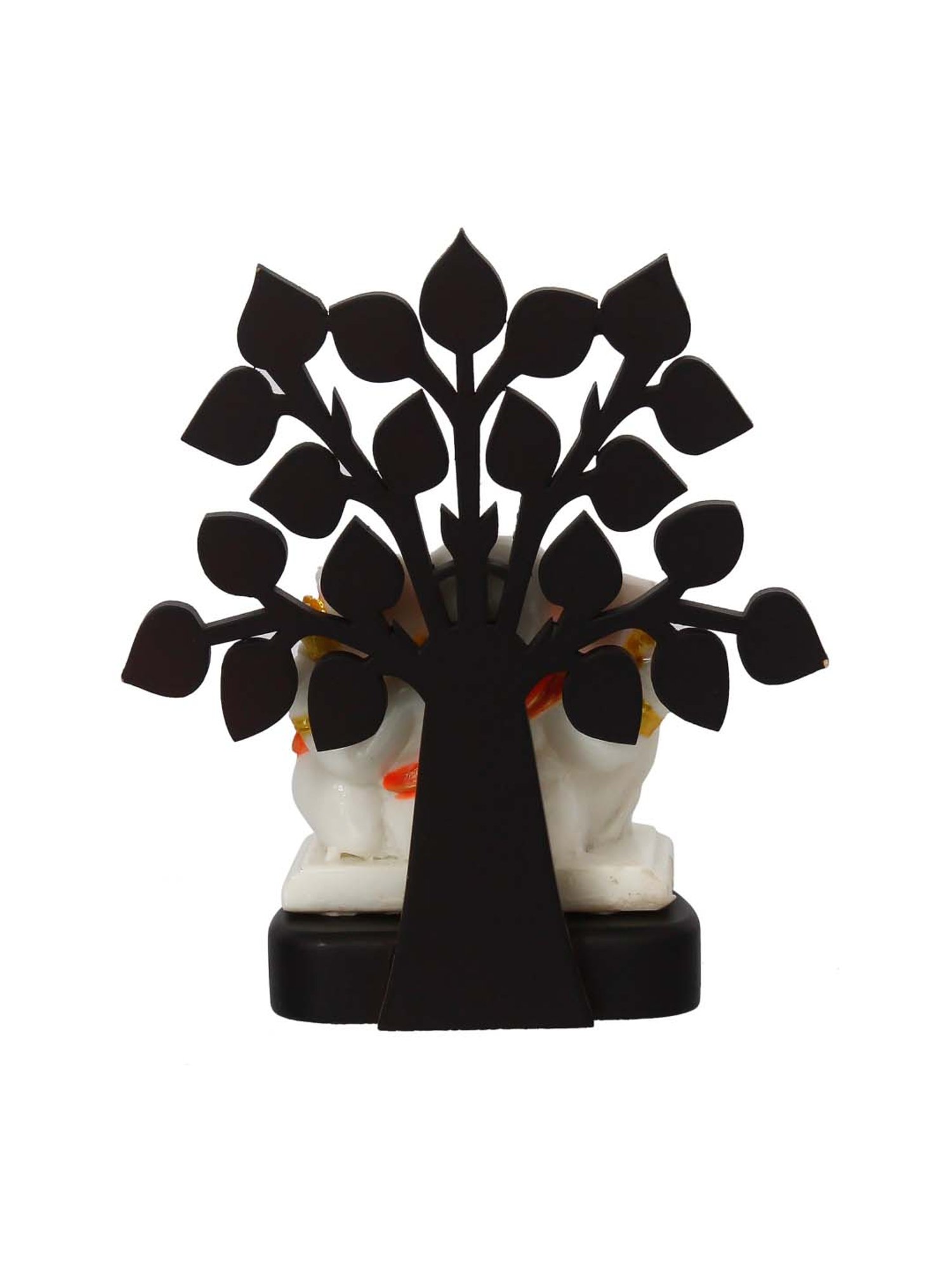 Decorative Lord Ganesha Idol with Wooden Tree for Car Dashboard, Home Temple and Office Desks