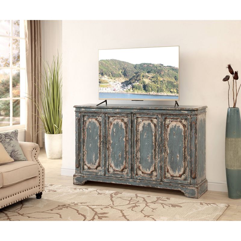 Searcy 4 Door Media Credenza TV Stand for TVs up to 70" Blue - Treasure Trove Accents