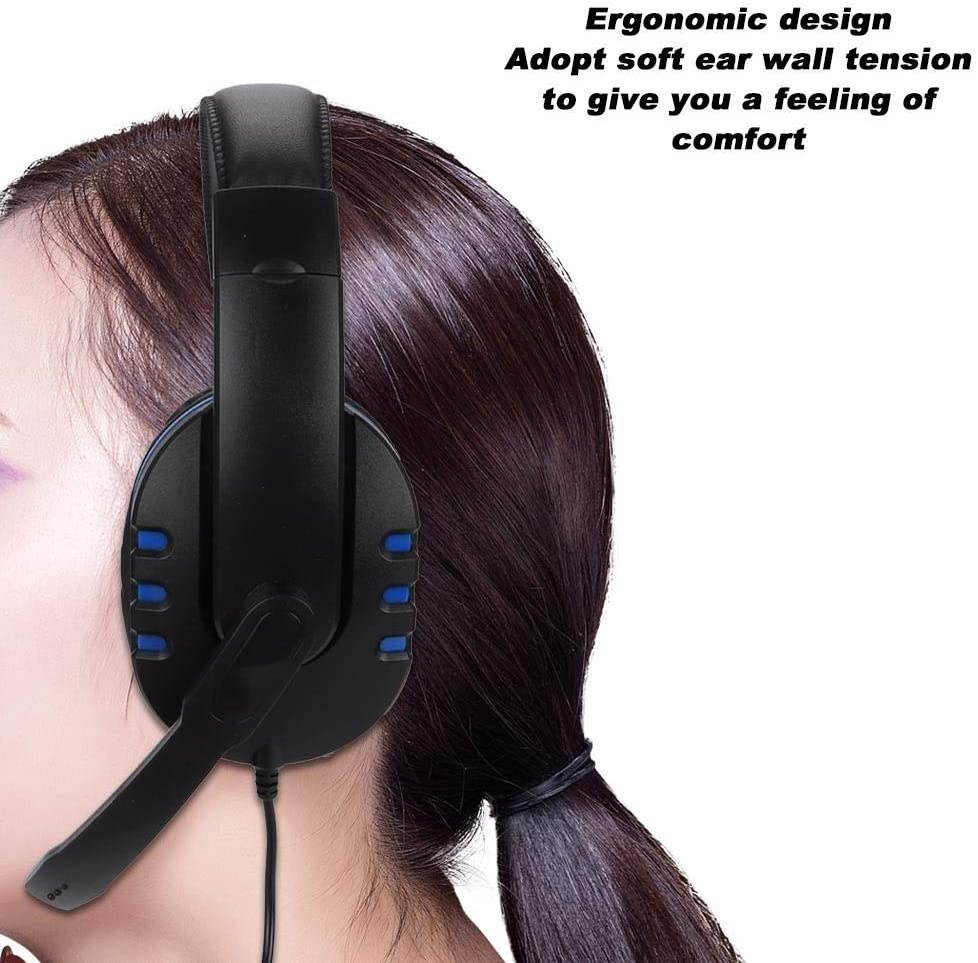 PUSOKEI Wired Gaming Headphone with Large-Diameter Speakers, Universal Double-Sided Headset with 3.5mm Straight Plug, Ergonomic Design, Double-Sided Headset