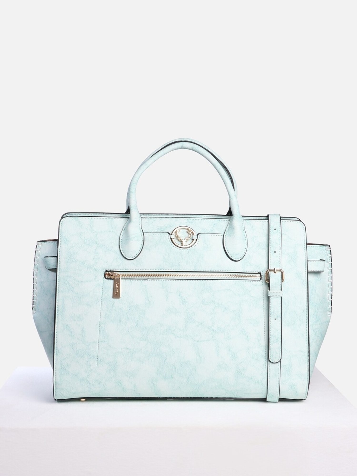 Allen Solly Blue Textured Medium Handbag