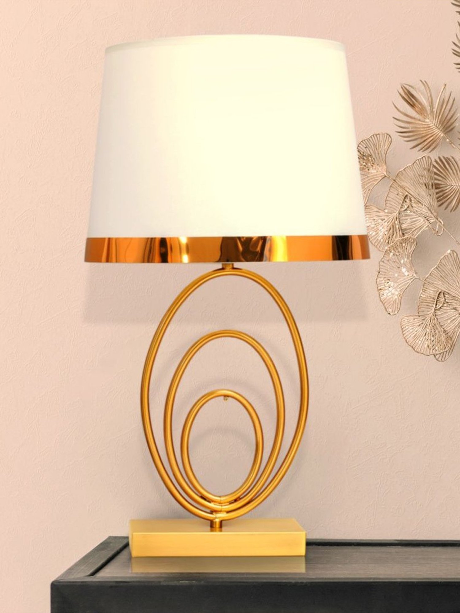 Kapoor Lamp Shades Brass & White Metal Fenerty Ultra Luxe Glam Table Lamp