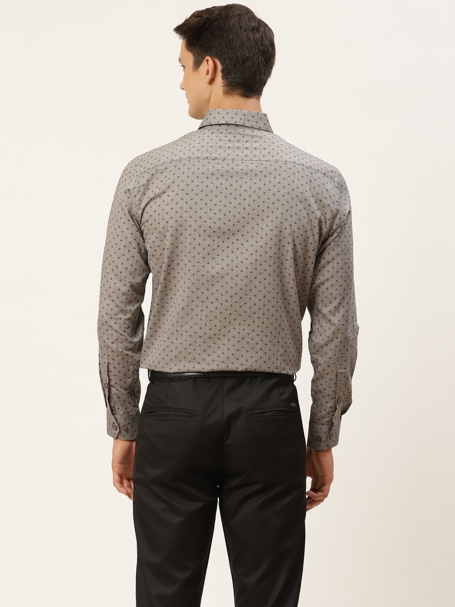 Sojanya Grey Cotton Regular Fit Printed Shirt