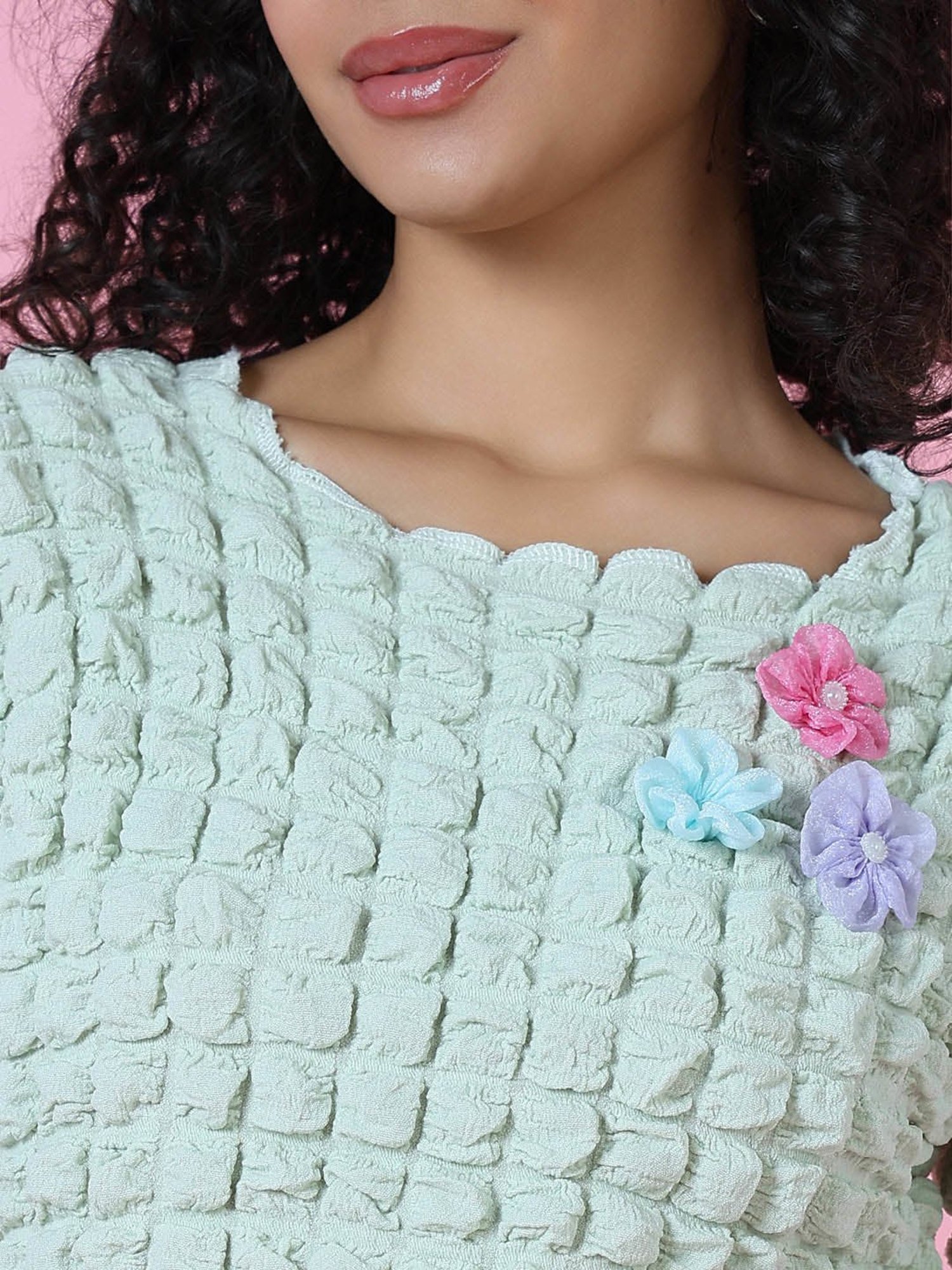 SHOWOFF Sea Green Regular Fit Crop Top