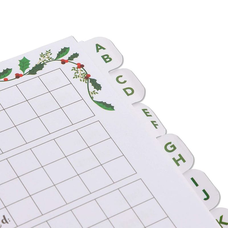 Christmas Spiral Address Card List Book with A-Z Tabs, 6.5x9"
