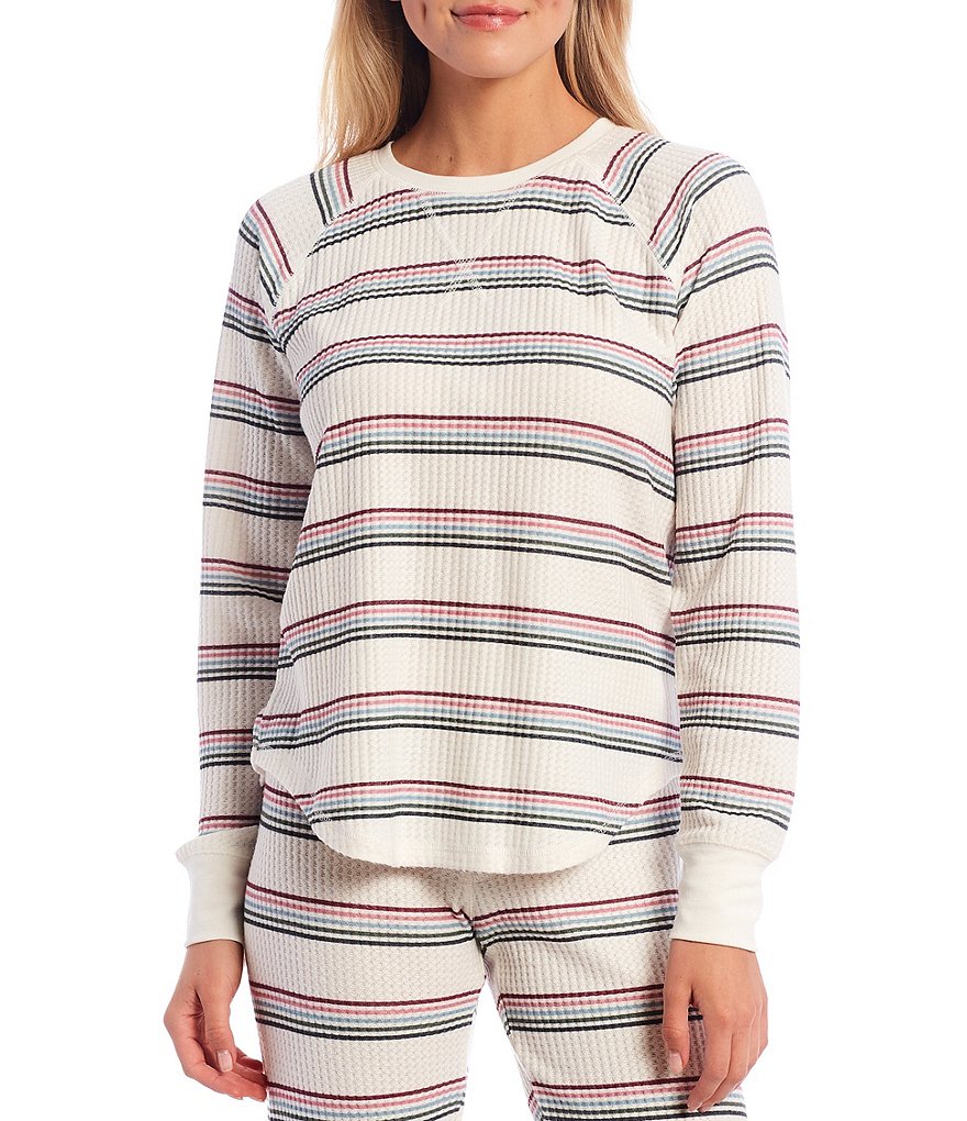 PJ Salvage Ski Jammie Striped Brushed Thermal Sleep Top