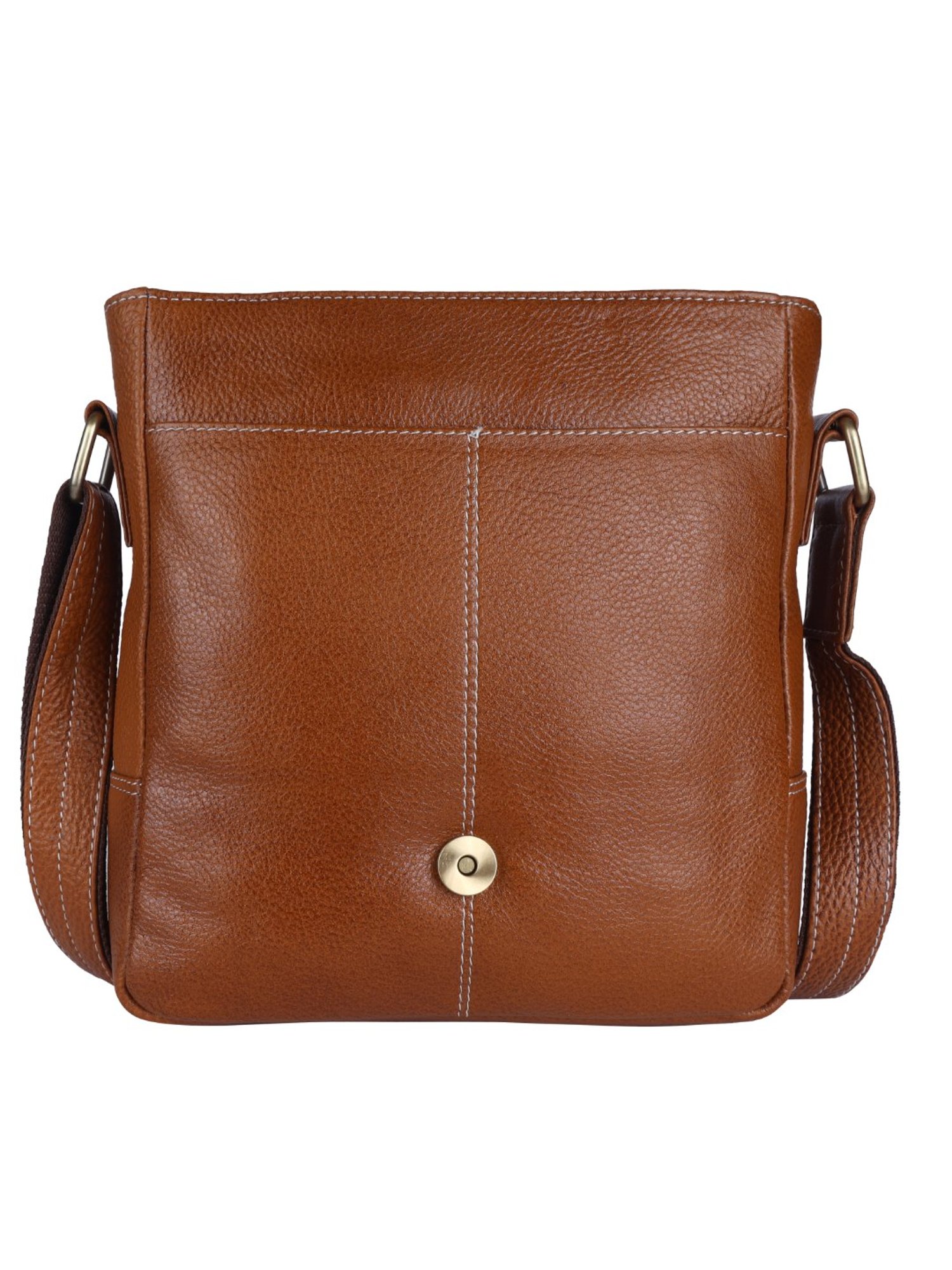 HiLEDER Pure Genuine Leather Messenger Shoulder Sling Cross Body Office Bag for Men and Women,Tan