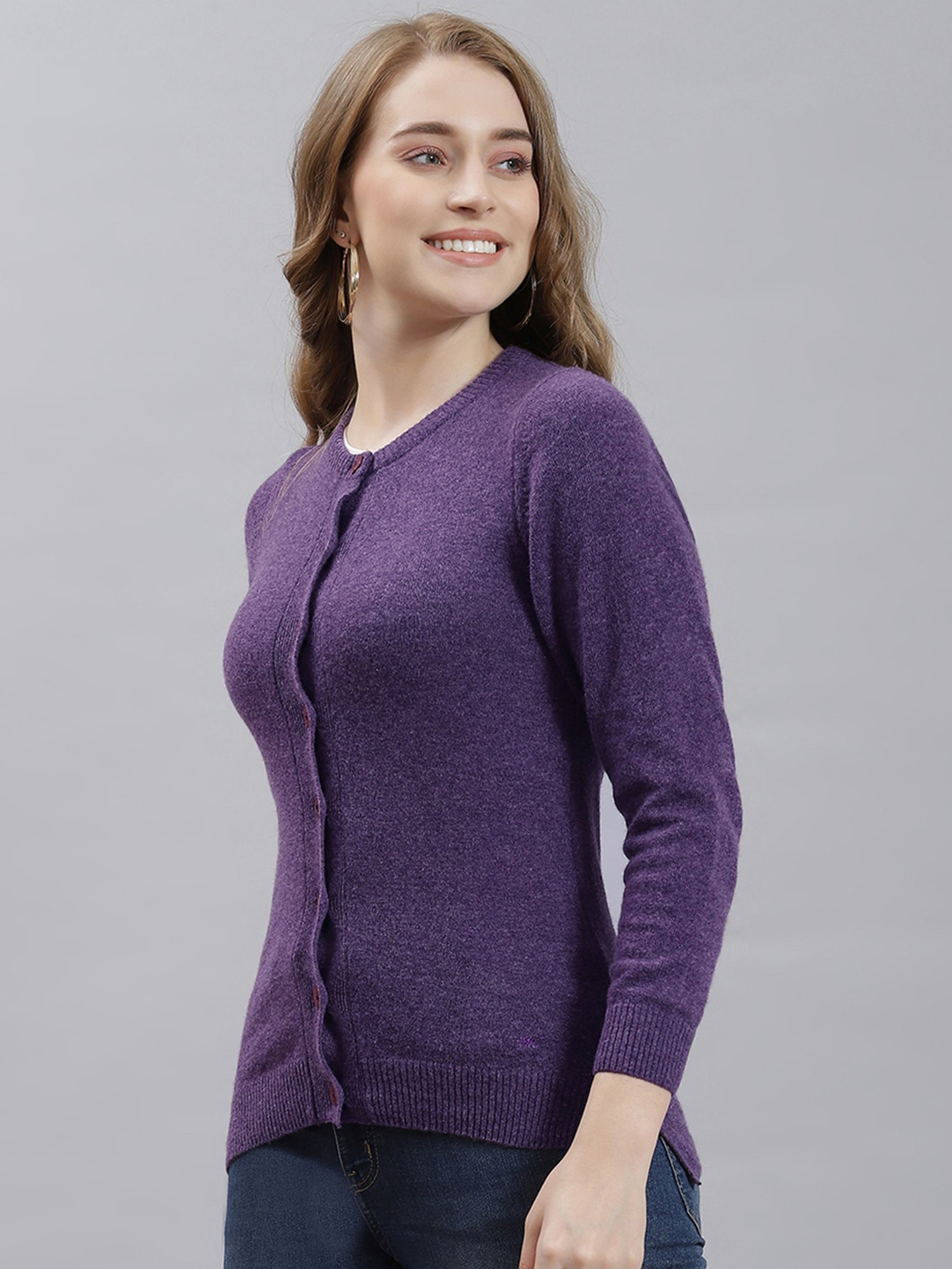 Monte Carlo Purple Textured Sweaters