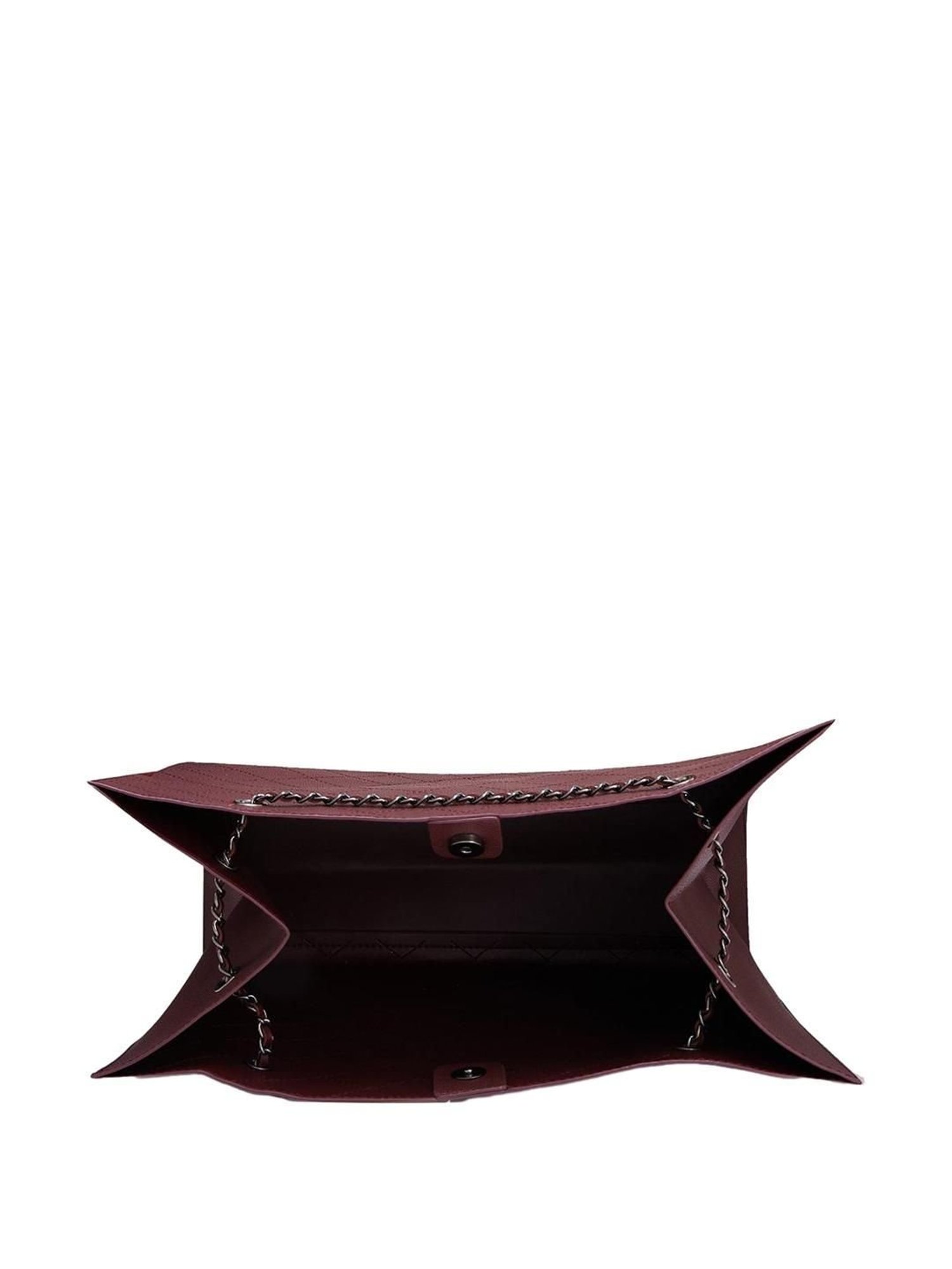 Globus Maroon Textured Medium Tote Handbag