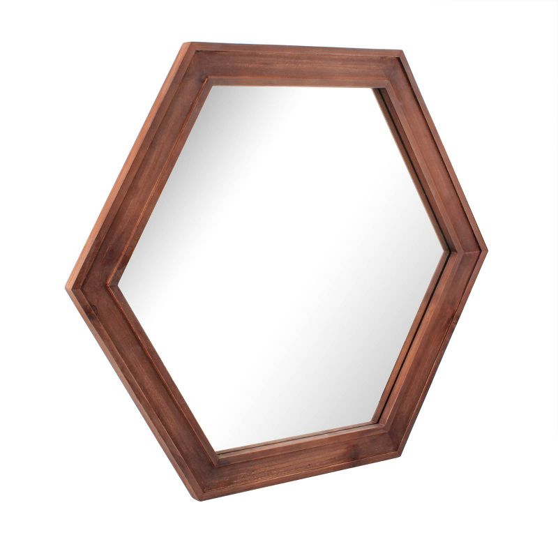 Wooden Hexagon Stratford Decorative Wall Mirror Maroon - Stonebriar Collection
