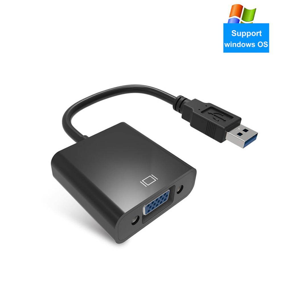 Black USB 3.0 2.0 to VGA 1080P Multi-display Adapter Converter For Computer Projector