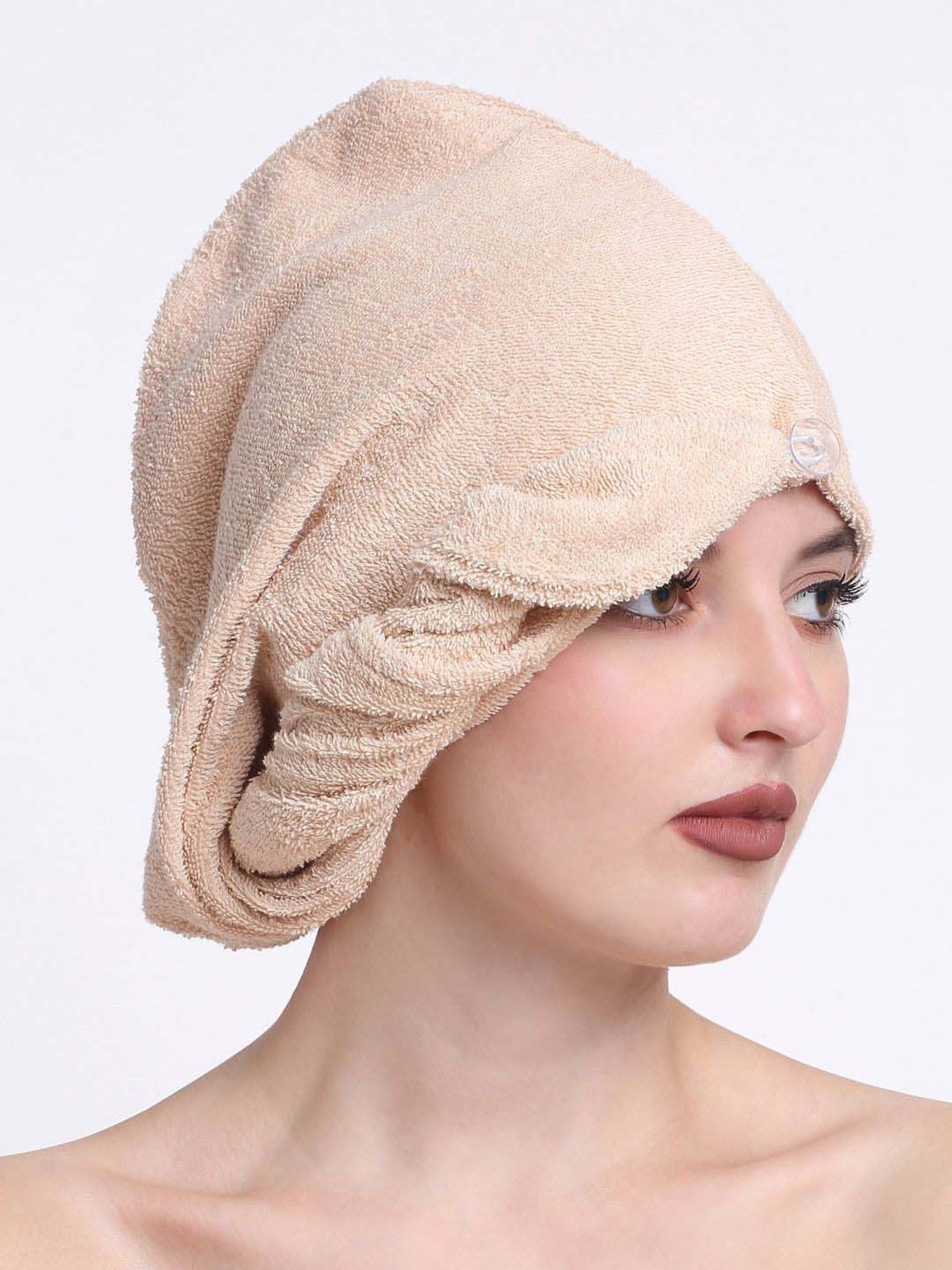 Creeva Luxury Peach Cotton 380 GSM Hair Wrap - Set of 2