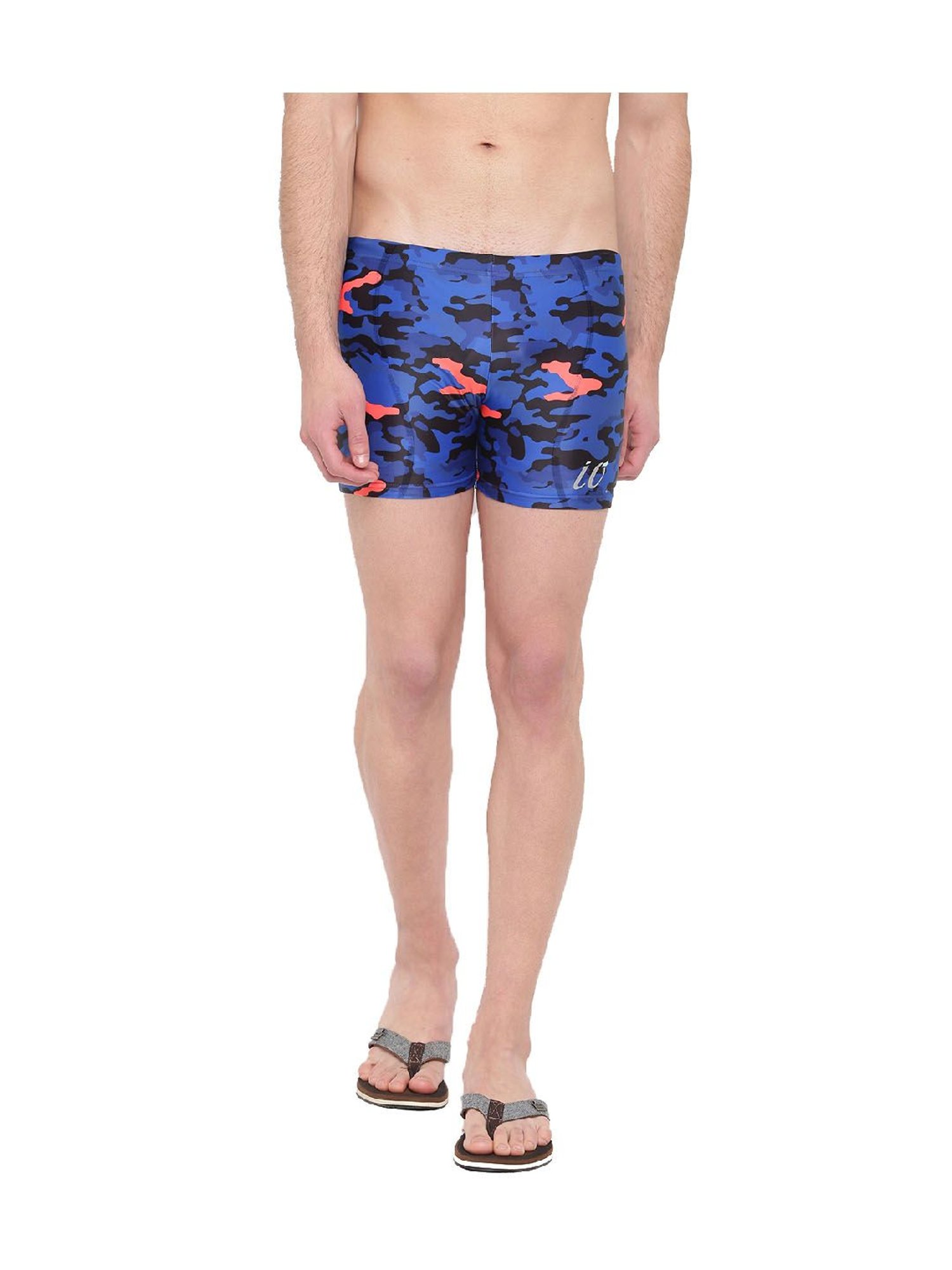 IO Blue Camo Skinny Fit Swim Shorts