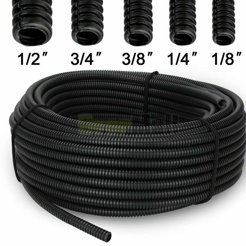 100FT Split Wire Loom Conduit Corrugated Choose Hot Size Flex Cable Plastic Tube