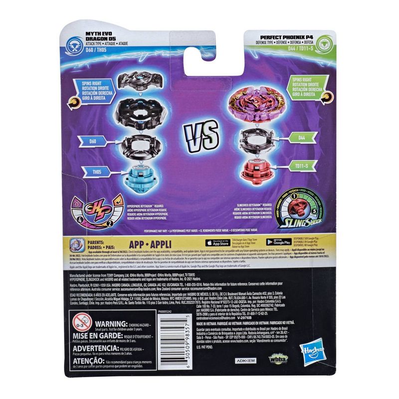 Beyblade Burst Surge Dual Collection Pack Myth Evo Dragon D5 and Perfect Phoenix P4