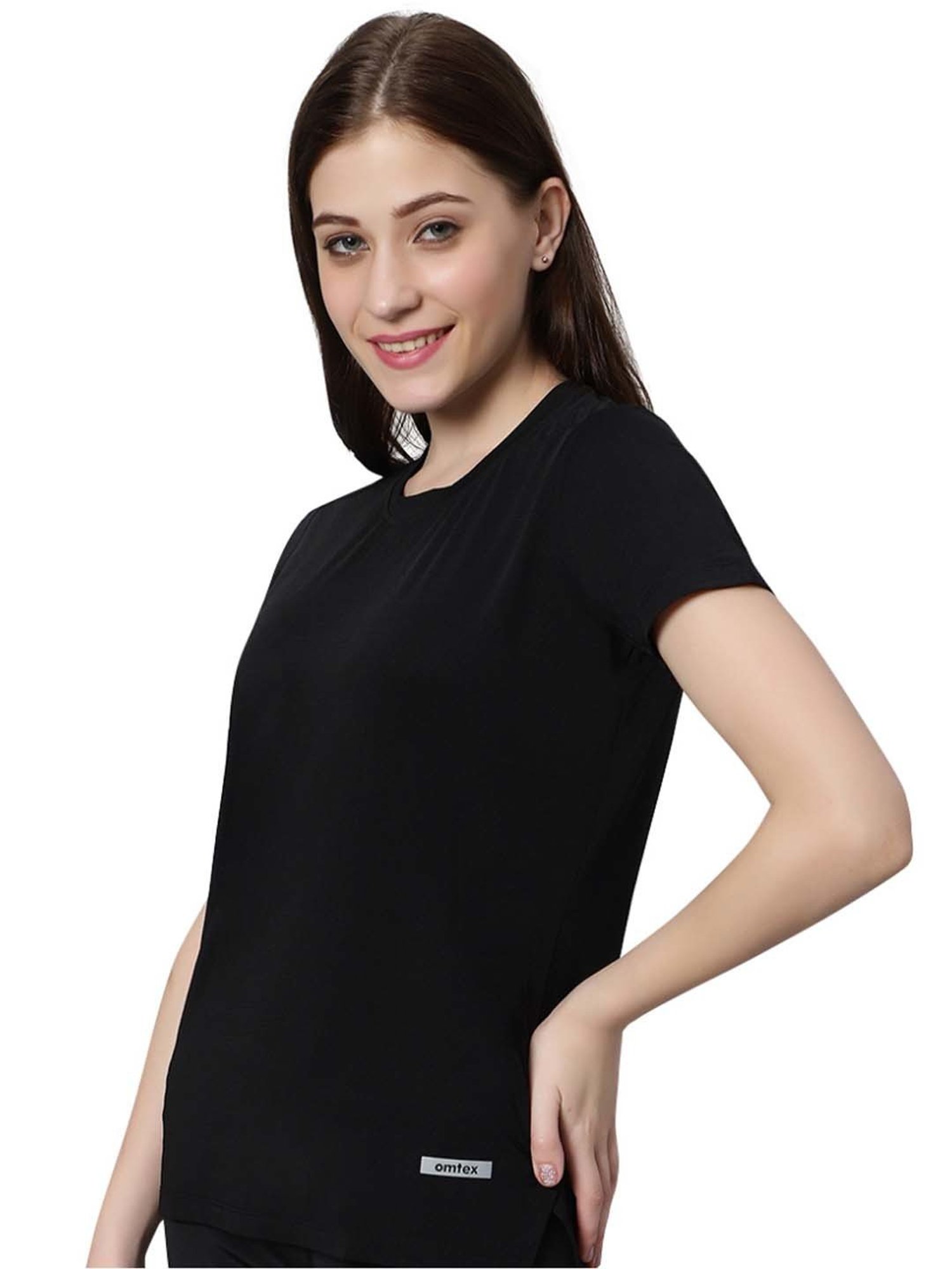 Omtex Black Regular Fit Sports T-Shirt