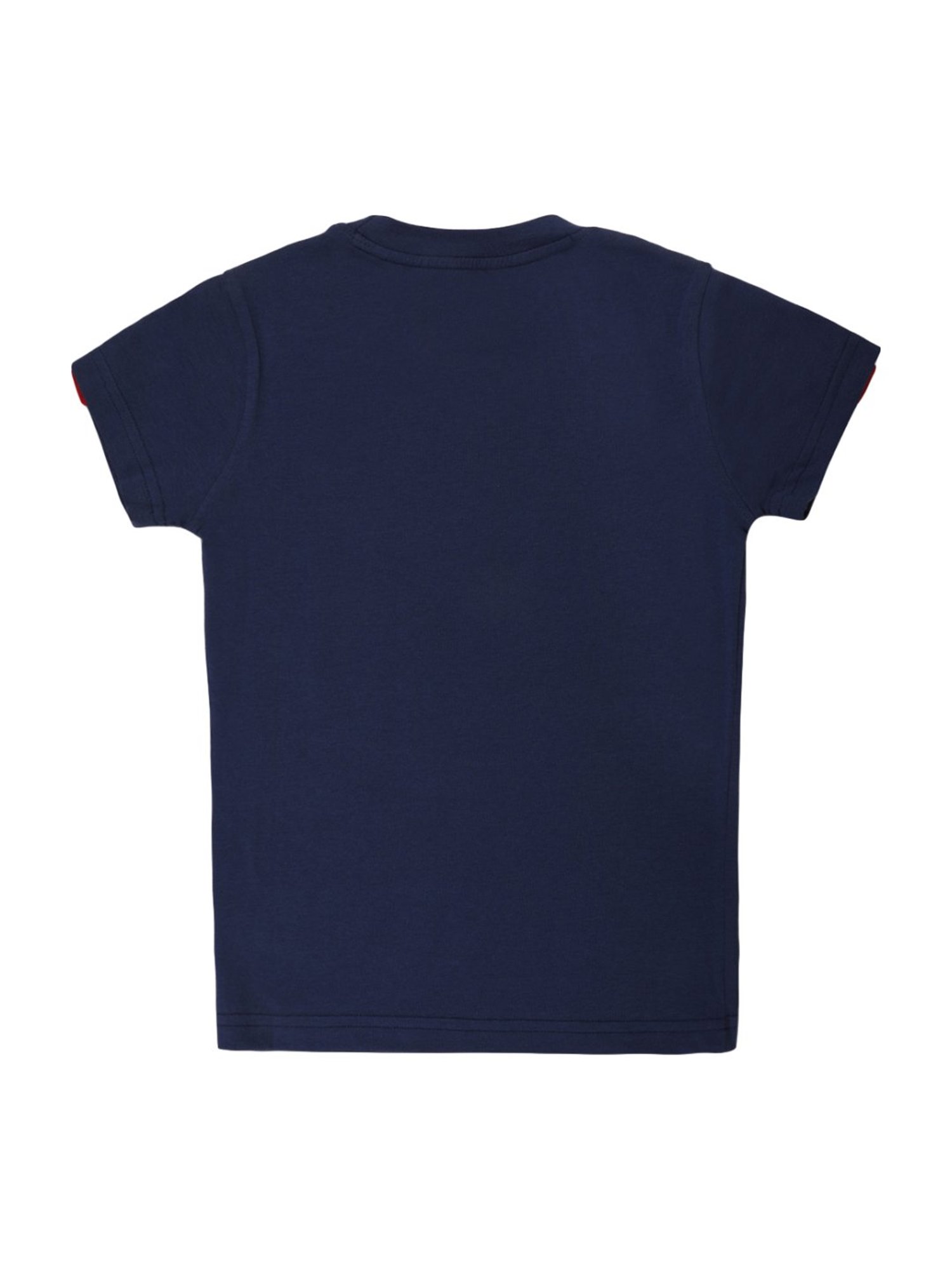Li'l Tomatoes Kids Navy Cotton Printed T-Shirt & Mask